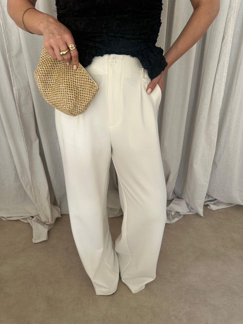WIDE LEG PANTALON CREME