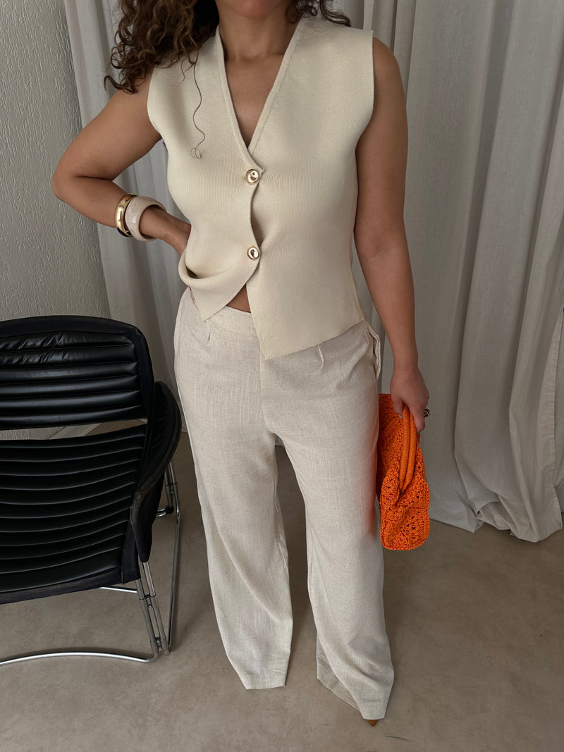 LINNEN PANTS BEIGE