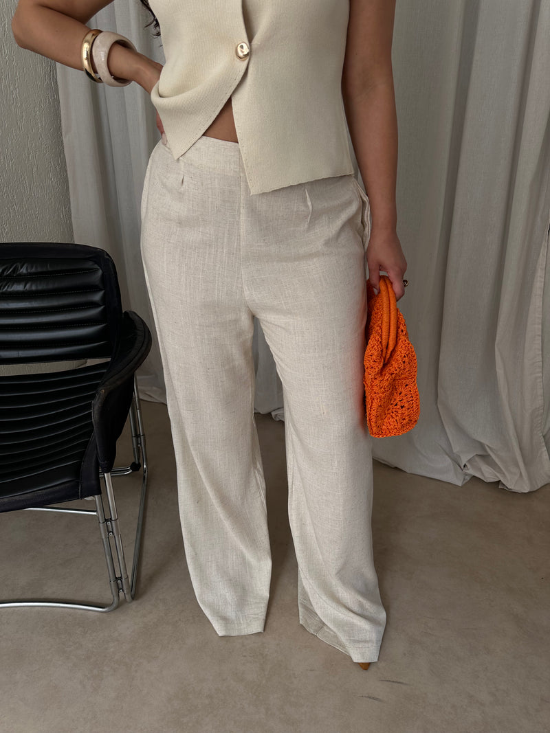LINNEN PANTS BEIGE