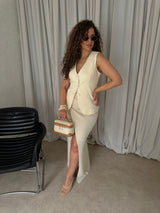 LONG KNIT SKIRT BEIGE