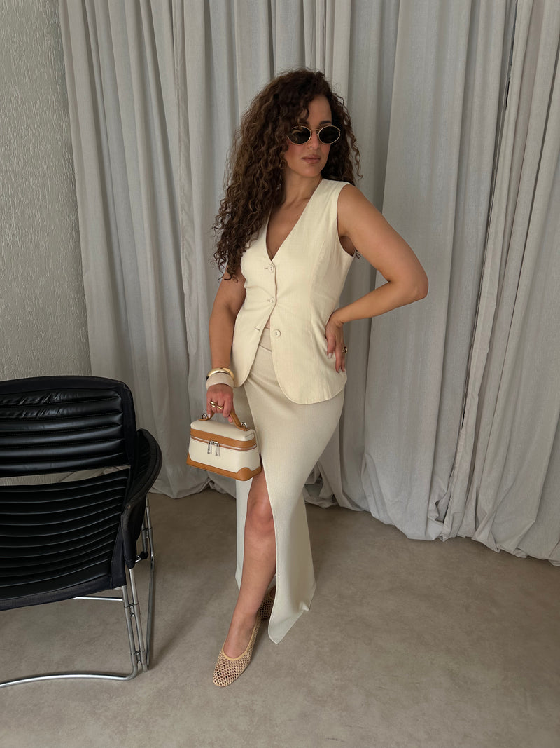 LONG KNIT SKIRT BEIGE