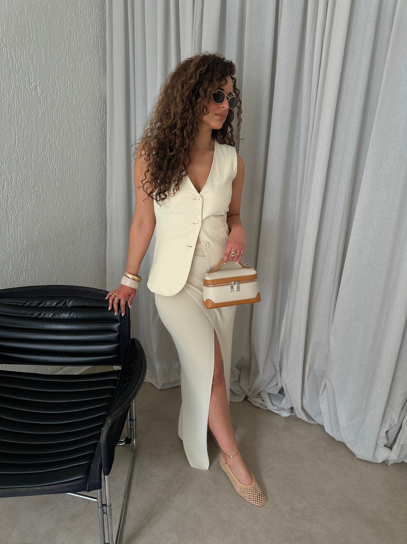 LONG KNIT SKIRT BEIGE