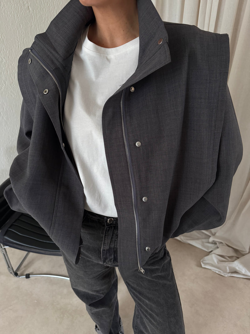 OVERSIZED BOMBER DARK GREY