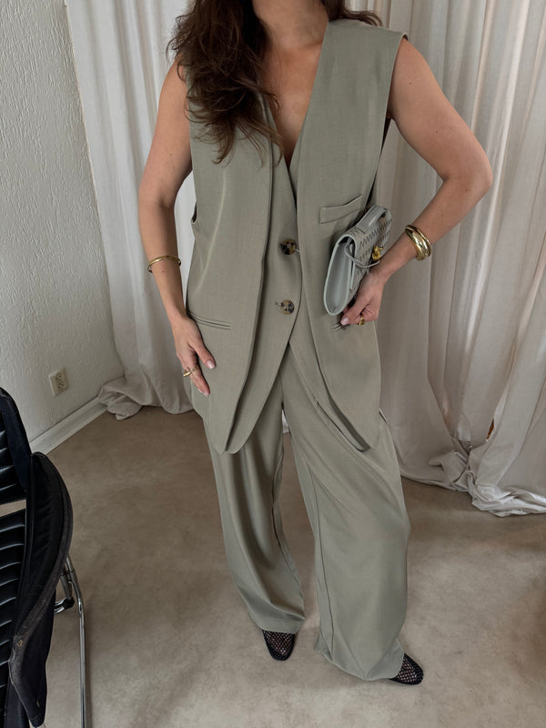 LIA WIDE LEG PANTALON GREEN