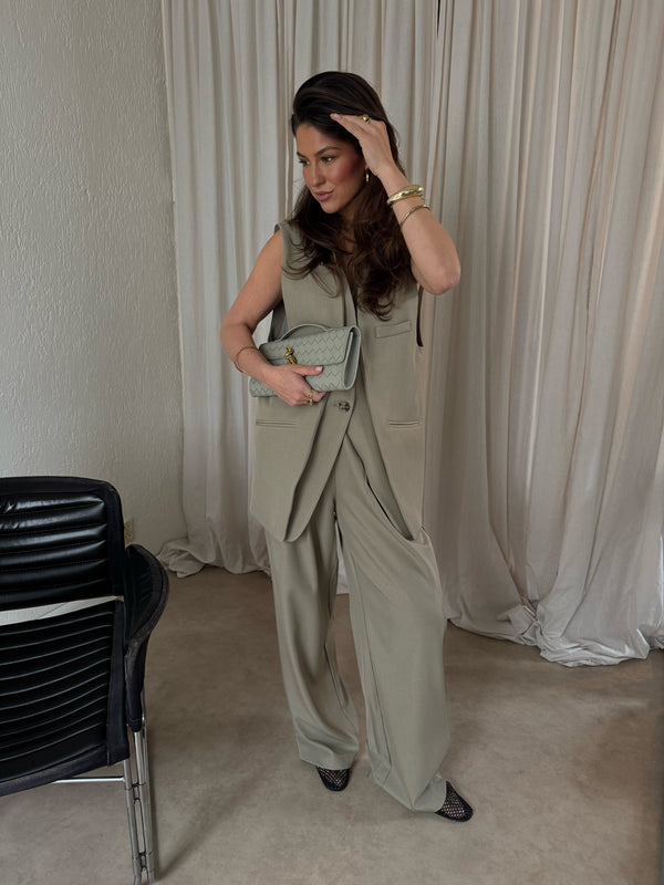 LIA WIDE LEG PANTALON GREEN