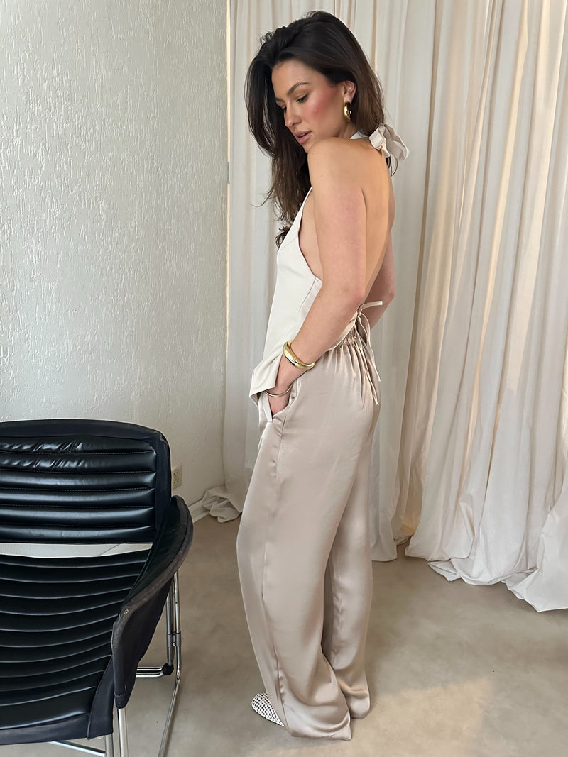 SATIN PANTS BEIGE