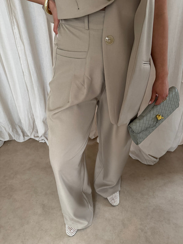 LIA WIDE LEG PANTALON BEIGE