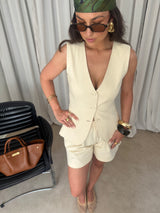 LINNEN SHORT BUTTERYELLOW
