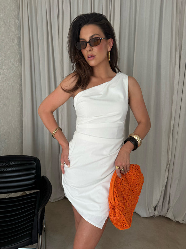 LINNEN MINI WITHE DRESS