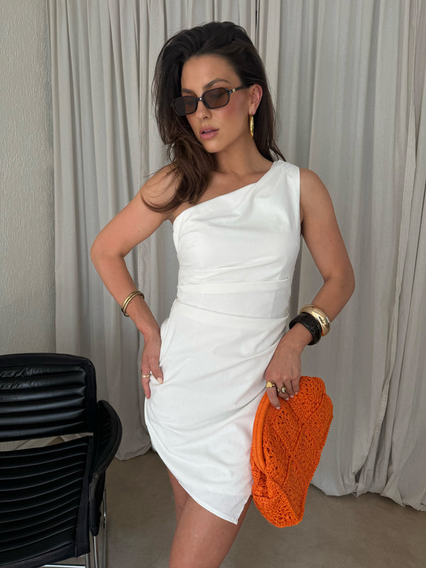 LINNEN MINI WITHE DRESS