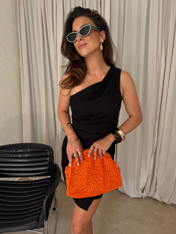 LINNEN MINI BLACK DRESS