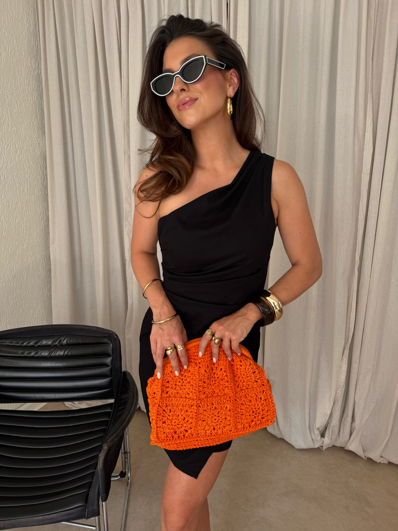 LINNEN MINI BLACK DRESS